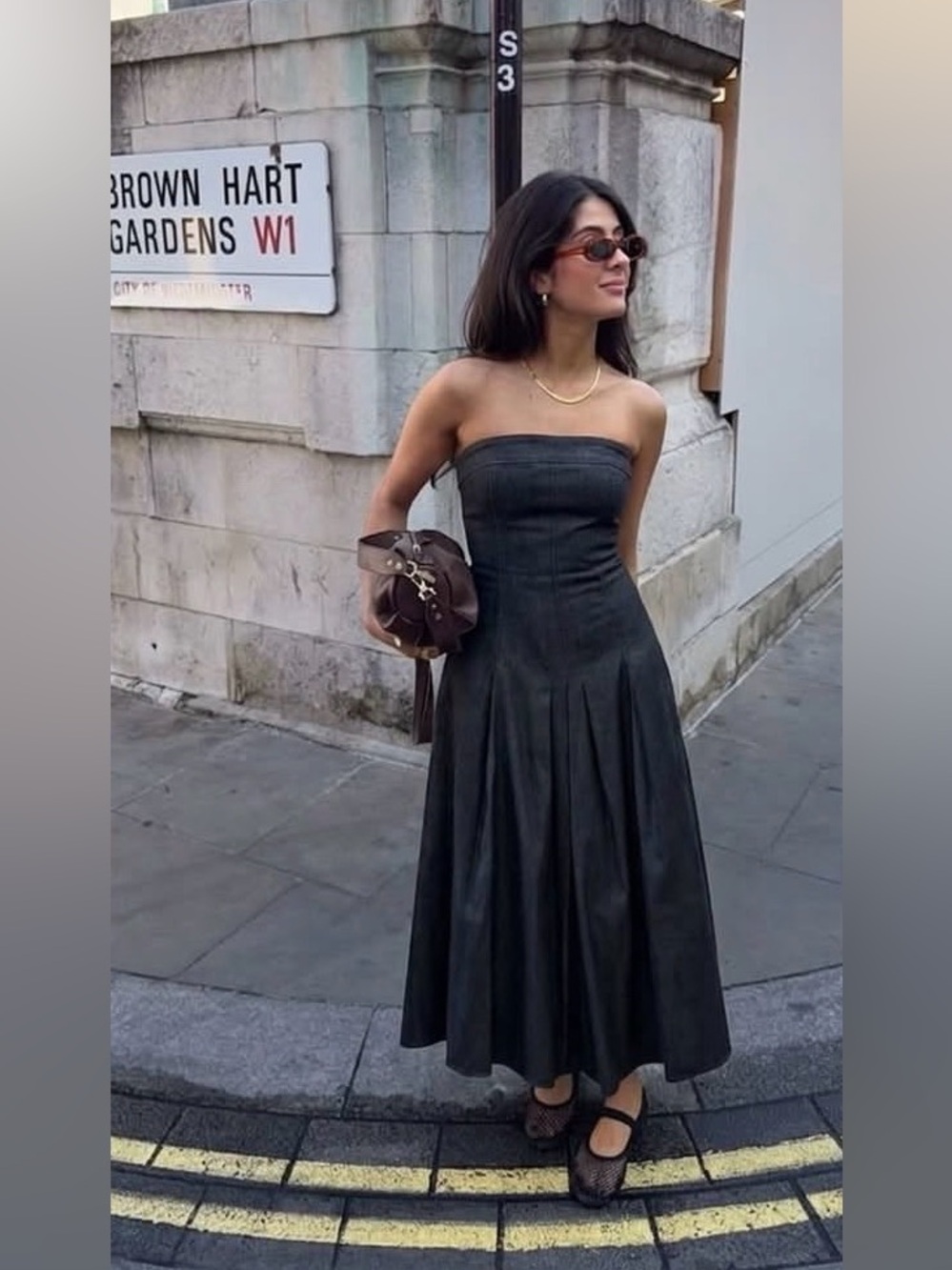 Zara Black TRF Denim Midi Dress